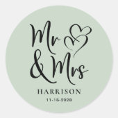 de heer Mrs Sage Wedding Ronde Sticker (Voorkant)