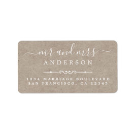 de heer Mrs Script Kraft Paper Wedding Return Addr Etiket