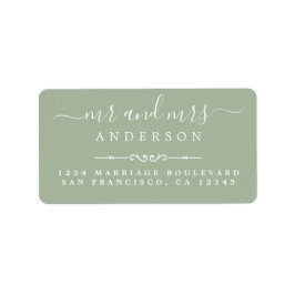 de heer Mrs. Script Laurel Green Wedding Return Ad Etiket