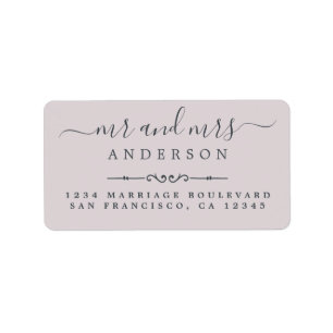 de heer Mrs Script Pastel Paars Wedding Return Add Etiket