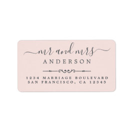 de heer Mrs. Script Pastel Pink Wedding Return Add Etiket