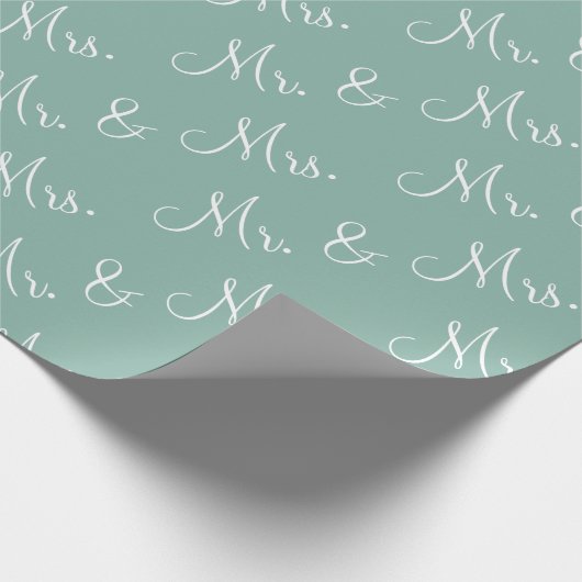 De heer Mrs Script Wedding Shower Cadeaupapier (Hoek)