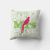 de heer Mrs Spring Green en Fuchsia Birch Tree Bir Kussen (Achterkant)