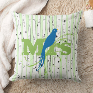 de heer Mrs Spring Green en Royal Blue Birch Tree  Kussen