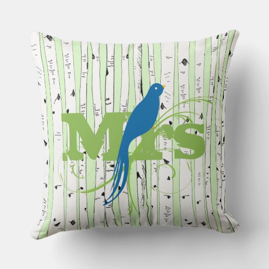de heer Mrs Spring Green en Royal Blue Birch Tree  Kussen (Achterkant)
