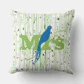 de heer Mrs Spring Green en Royal Blue Birch Tree  Kussen (Voorkant)