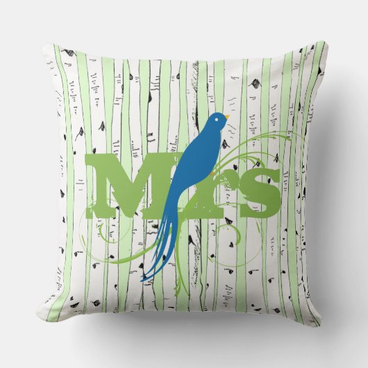 de heer Mrs Spring Green en Royal Blue Birch Tree  Kussen (Voorkant)