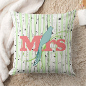 de heer Mrs Spring Green, Peach Aqua Birch Tree Pi Kussen (Deken)