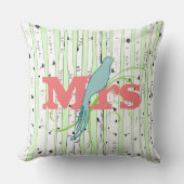 de heer Mrs Spring Green, Peach Aqua Birch Tree Pi Kussen (Voorkant)