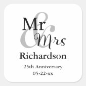 De heer & Mrs Wedding Jubileum Name & Date Vierkante Sticker (Voorkant)
