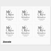 De heer & Mrs Wedding Jubileum Name & Date Vierkante Sticker (Vel)