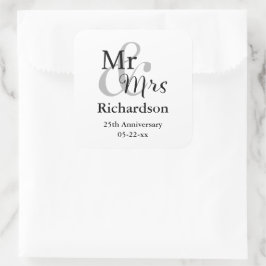 De heer & Mrs Wedding Jubileum Name & Date Vierkante Sticker