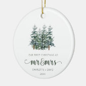 De heer &Mrs Winter Forest Waterverf Kerstmis Keramisch Ornament (Links)