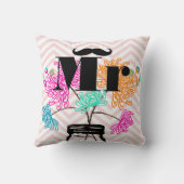 de heer Mustache Bleek Pink Zig Zag Mason Jar Kussen (Achterkant)