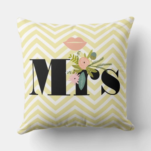 de heer Mustache Bleek Yellow White Blauwgroen Zig Kussen (Achterkant)