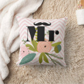 de heer Mustache Bleek Yellow White Blauwgroen Zig Kussen (Deken)