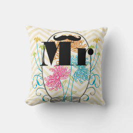 de heer Mustache Bleek Yellow Zig Zag Mason Jar Kussen