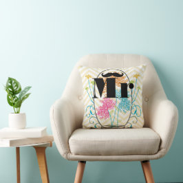 de heer Mustache Bleek Yellow Zig Zag Mason Jar Kussen