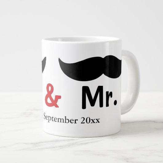 de heer Mustache Gay Wedding Grote Koffiekop (Voorkant rechts)