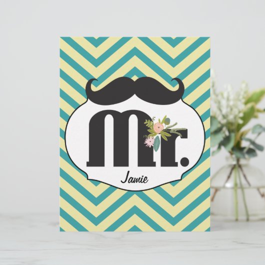 de heer Mustache Hipster Pattern (Staand voorkant)