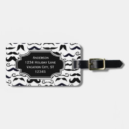 de heer Mustache Hipster Pattern Bagagelabel