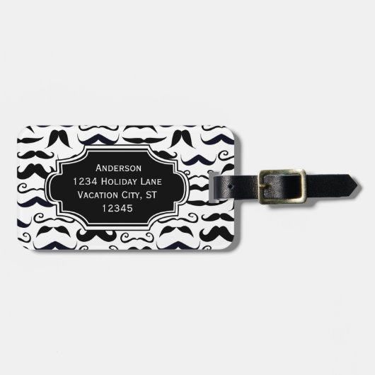 de heer Mustache Hipster Pattern Bagagelabel (Voorkant horizontaal)