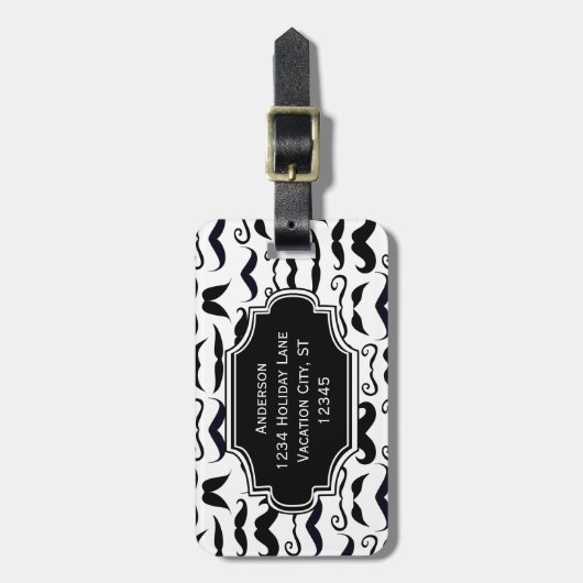 de heer Mustache Hipster Pattern Bagagelabel (Voorkant verticaal)