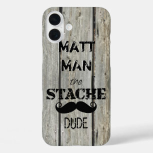 de heer Mustache Hipster Pattern iPhone 16 Plus Hoesje