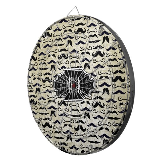 de heer Mustache Hipster Pattern Dartbord (Voorkant Rechts)