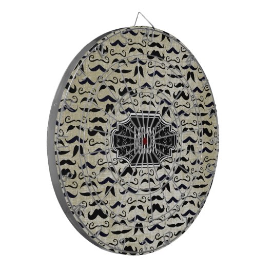 de heer Mustache Hipster Pattern Dartbord (Voorkant Links)