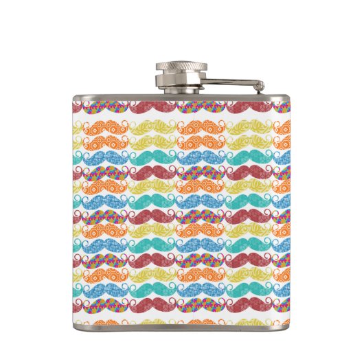 de heer Mustache Hipster Pattern Heupfles (Achterkant)