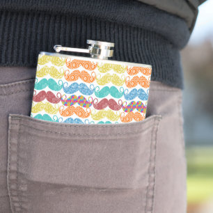 de heer Mustache Hipster Pattern Heupfles