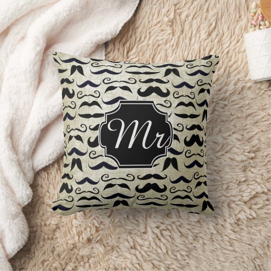 de heer Mustache Hipster Pattern Kussen (Deken)