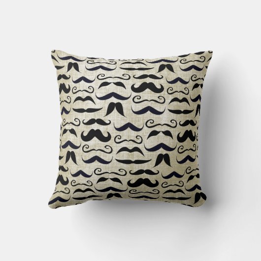 de heer Mustache Hipster Pattern Kussen (Achterkant)