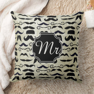 de heer Mustache Hipster Pattern Kussen