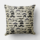 de heer Mustache Hipster Pattern Kussen (Achterkant)