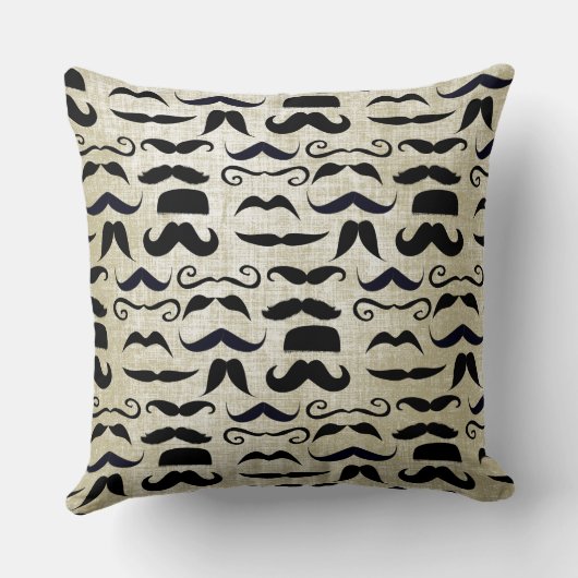 de heer Mustache Hipster Pattern Kussen (Achterkant)
