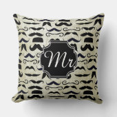 de heer Mustache Hipster Pattern Kussen (Voorkant)