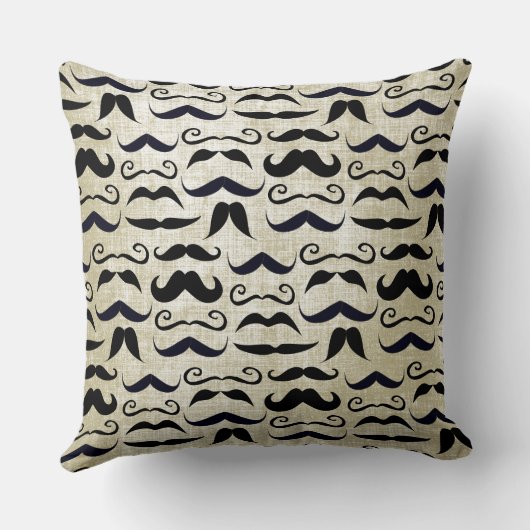 de heer Mustache Hipster Pattern Kussen (Achterkant)