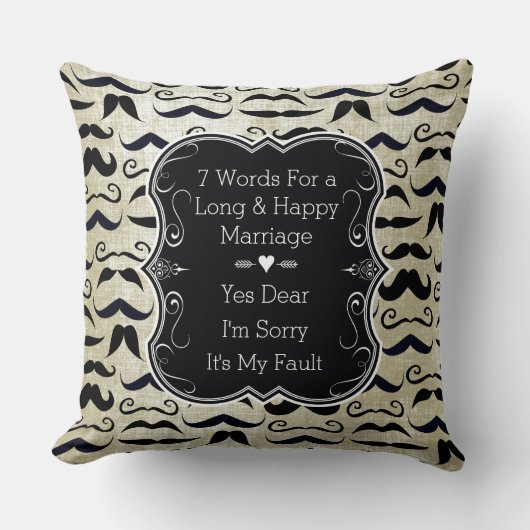 de heer Mustache Hipster Pattern Kussen (Voorkant)