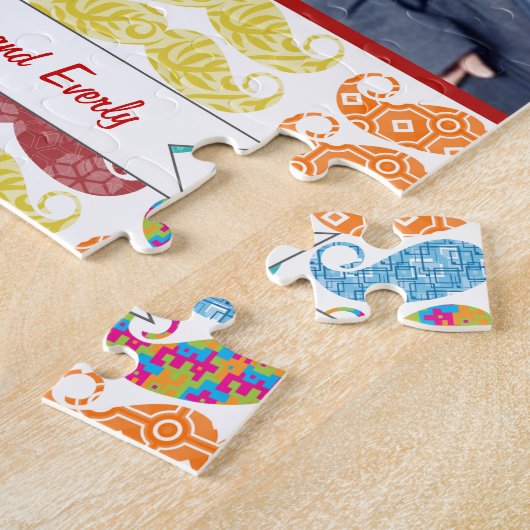 de heer Mustache Hipster Pattern Legpuzzel (Zijkant)