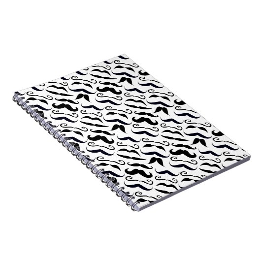 de heer Mustache Hipster Pattern Notitieboek (Rechterzijde)