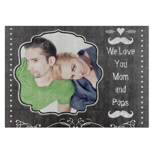 de heer Mustache Hipster Pattern Snijplank (Voorkant)