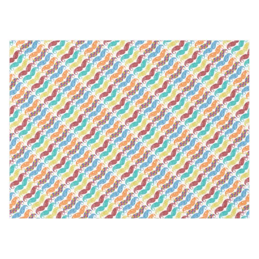 de heer Mustache Hipster Pattern Tafelkleed (Voorkant (Horizontaal))