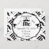 de heer Mustache Lil Man Baby Boy Stats Briefkaart (Voorkant / Achterkant)