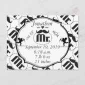 de heer Mustache Lil Man Baby Boy Stats Briefkaart (Voorkant)