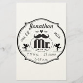 de heer Mustache Lil Man Baby Boy Stats Briefpapier (Voorkant)