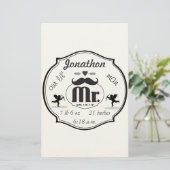 de heer Mustache Lil Man Baby Boy Stats Briefpapier (Staand voorkant)