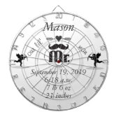 de heer Mustache Lil Man Baby Boy Stats Dartbord (Voorkant)