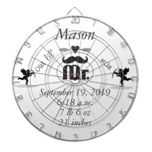 de heer Mustache Lil Man Baby Boy Stats Dartbord